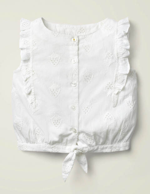 Tie Front Woven Top - White Tie Front Woven Top - White