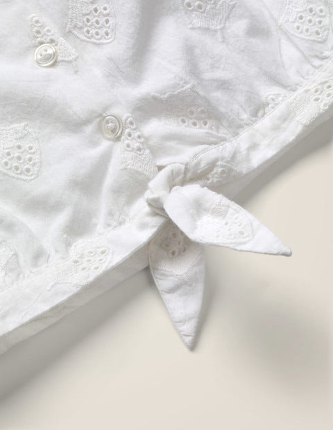 Tie Front Woven Top - White Tie Front Woven Top - White