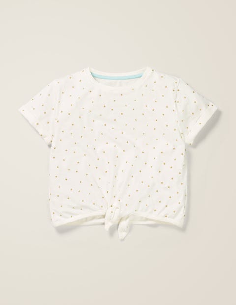 Tie-Front Top - Ivory and Gold Little Stars Tie-Front Top - Ivory and Gold Little Stars