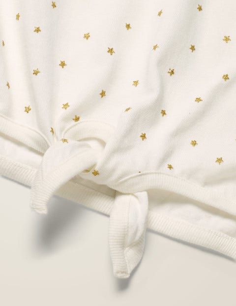 Tie-Front Top - Ivory and Gold Little Stars Tie-Front Top - Ivory and Gold Little Stars
