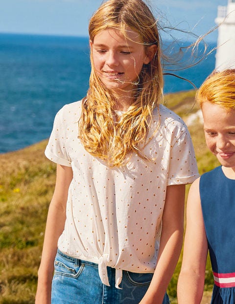 Tie-Front Top - Ivory and Gold Little Stars Tie-Front Top - Ivory and Gold Little Stars