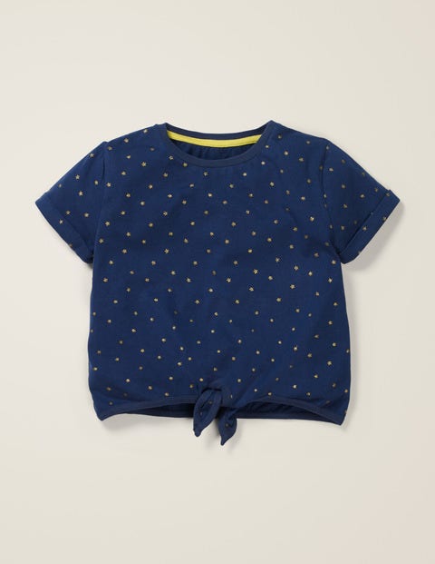Tie-Front Top - Navy and Gold Little Stars Tie-Front Top - Navy and Gold Little Stars