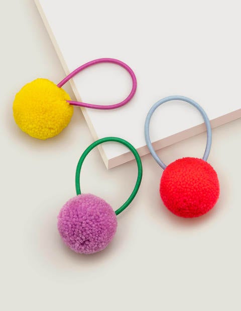 3 Pack Pompom Hairbands - Multi Pompoms 3 Pack Pompom Hairbands - Multi Pompoms