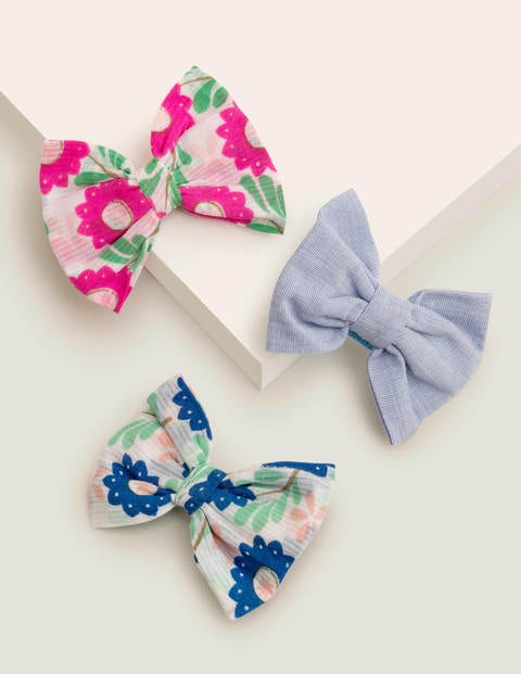 Haarclips im 3er-Pack - Bunte Schleifen, Blumenmuster Haarclips im 3er-Pack - Bunte Schleifen, Blumenmuster