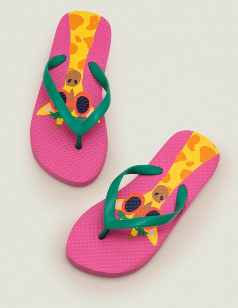 Printed Flip Flops - Bright Camelia Pink Giraffe Printed Flip Flops - Bright Camelia Pink Giraffe