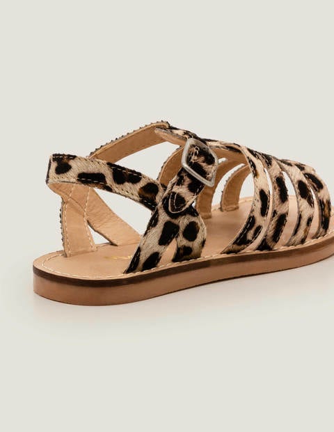 Leather Gladiator Sandals - Tan Leopard 