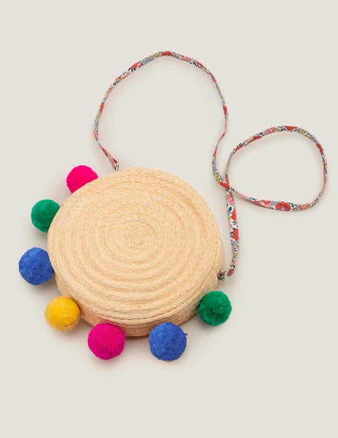 Tasche Mit Pompons - Natur, Bommel Tasche Mit Pompons - Natur, Bommel