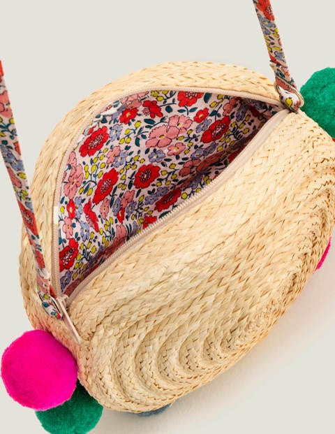 Tasche Mit Pompons - Natur, Bommel Tasche Mit Pompons - Natur, Bommel
