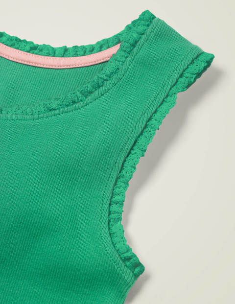 Lace Trim Ribbed Tank - Emerald Green Lace Trim Ribbed Tank - Emerald Green