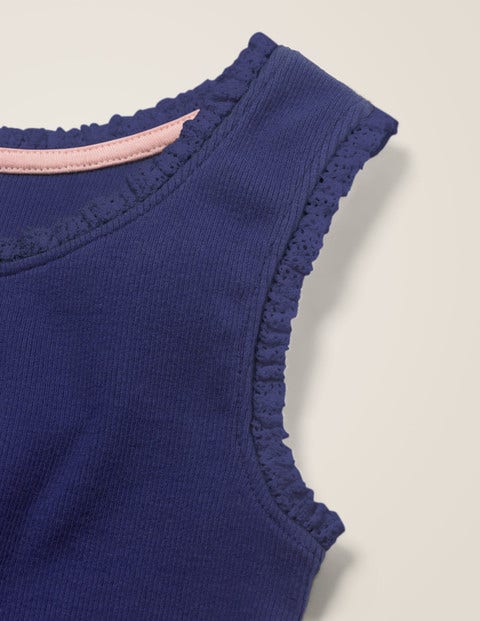 Lace Trim Ribbed Tank - Indigo Navy Lace Trim Ribbed Tank - Indigo Navy