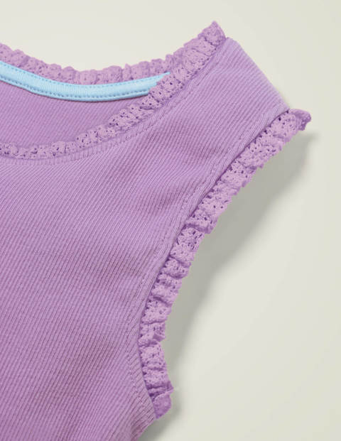 Lace Trim Ribbed Tank - Cool Violet Lace Trim Ribbed Tank - Cool Violet