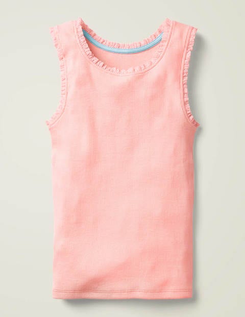 Lace Trim Ribbed Vest - Boto Pink Lace Trim Ribbed Vest - Boto Pink