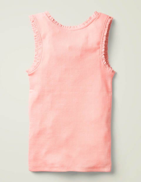 Lace Trim Ribbed Vest - Boto Pink Lace Trim Ribbed Vest - Boto Pink