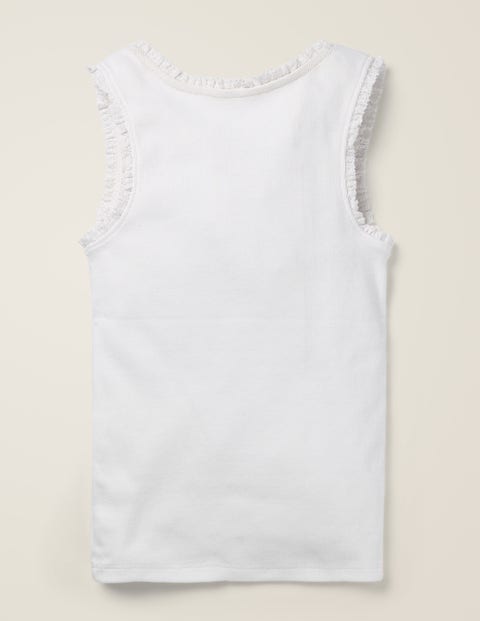 Lace Trim Ribbed Vest - White Lace Trim Ribbed Vest - White