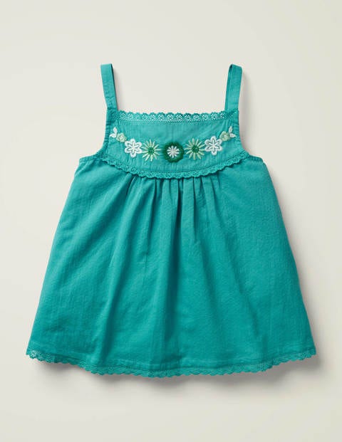Embroidered Strappy Top - Deep Marine Green Embroidered Strappy Top - Deep Marine Green