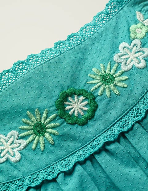 Embroidered Strappy Top - Deep Marine Green Embroidered Strappy Top - Deep Marine Green