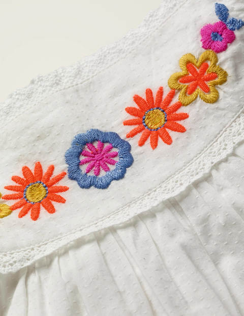Embroidered Strappy Top - White Embroidered Strappy Top - White