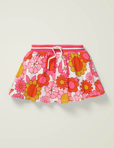 Jersey Skort - White and Camelia Pink Floral Jersey Skort - White and Camelia Pink Floral