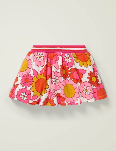 Jersey Skort - White and Camelia Pink Floral Jersey Skort - White and Camelia Pink Floral
