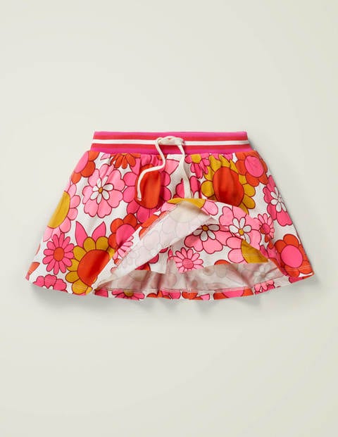 Jersey Skort - White and Camelia Pink Floral Jersey Skort - White and Camelia Pink Floral