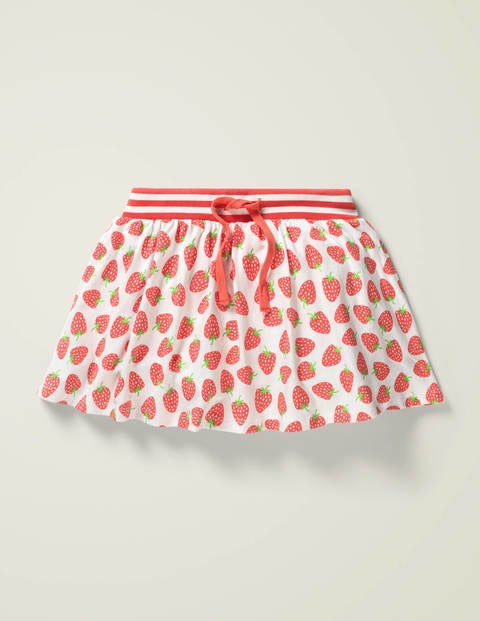 Jersey Skort - White/ Peach Pink Strawberries Jersey Skort - White/ Peach Pink Strawberries