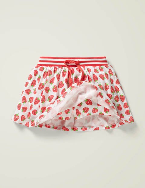 Jersey Skort - White/ Peach Pink Strawberries Jersey Skort - White/ Peach Pink Strawberries