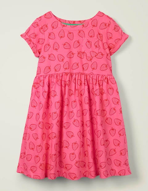 Fun Jersey Dress - Camelia Pink Strawberry Doodle Fun Jersey Dress - Camelia Pink Strawberry Doodle