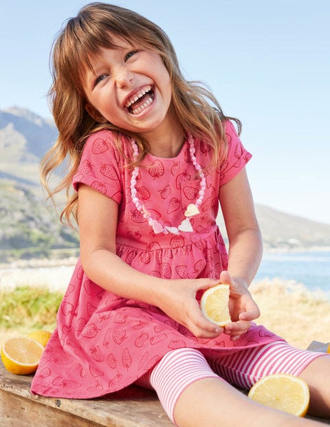 Fun Jersey Dress - Camelia Pink Strawberry Doodle Fun Jersey Dress - Camelia Pink Strawberry Doodle
