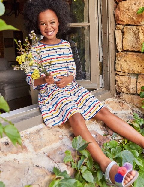 Stripy Jersey Dress - Rainbow Stripe/Navy Spot Stripy Jersey Dress - Rainbow Stripe/Navy Spot