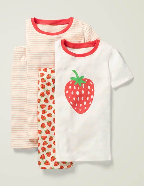2 Pyjamas Courts - Fraises ivoire 2 Pyjamas Courts - Fraises ivoire