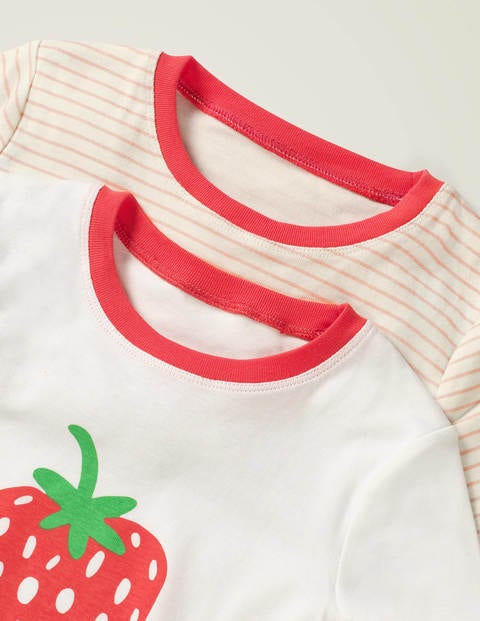2 Pyjamas Courts - Fraises ivoire 2 Pyjamas Courts - Fraises ivoire