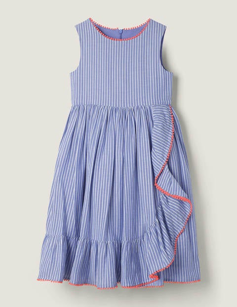 Ruffle Wrap Dress - Blue/White Zig Zag Ruffle Wrap Dress - Blue/White Zig Zag