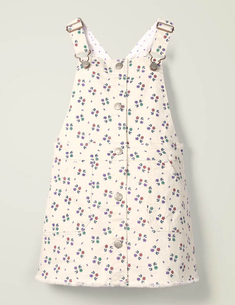 Button Through Overall Dress - Ecru Daisy Chain Button Through Overall Dress - Ecru Daisy Chain