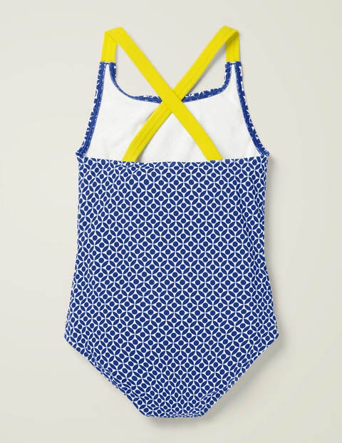 Cross-Back Swimsuit - Bright Blue Diamond Geo Cross-Back Swimsuit - Bright Blue Diamond Geo