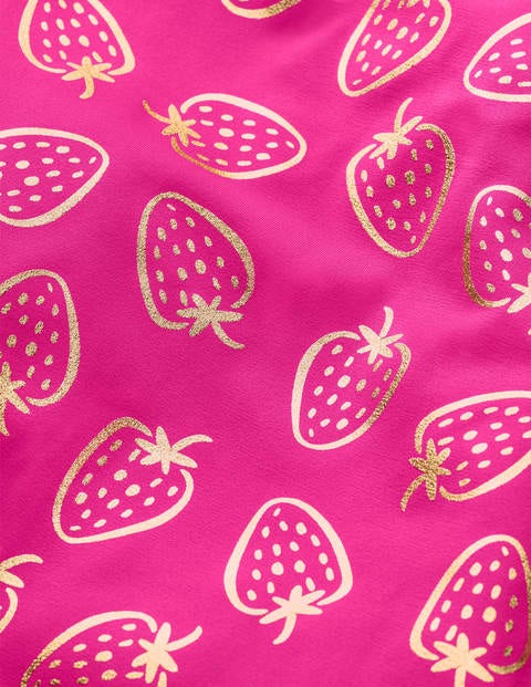 Cross-Back Swimsuit - Fuchsia Gold Foil Strawberry Cross-Back Swimsuit - Fuchsia Gold Foil Strawberry