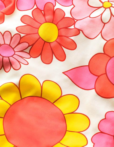 Cross-Back Swimsuit - Bright Camelia Sixties Floral Cross-Back Swimsuit - Bright Camelia Sixties Floral