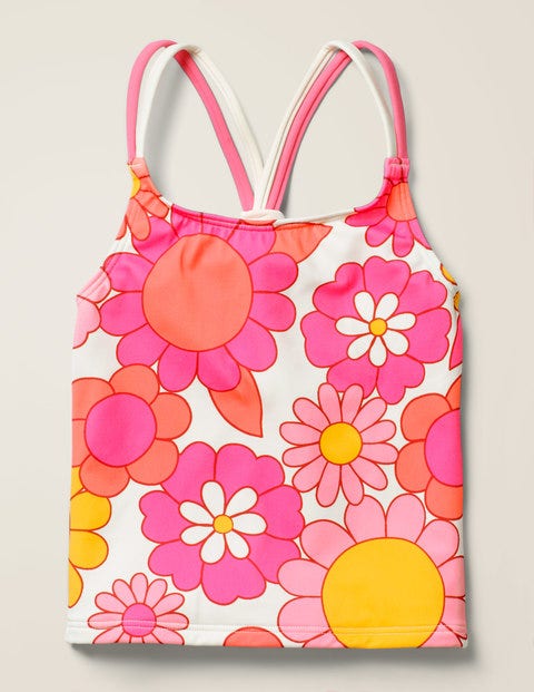 Patterned Tankini Top - Bright Camelia Sixties Floral Patterned Tankini Top - Bright Camelia Sixties Floral