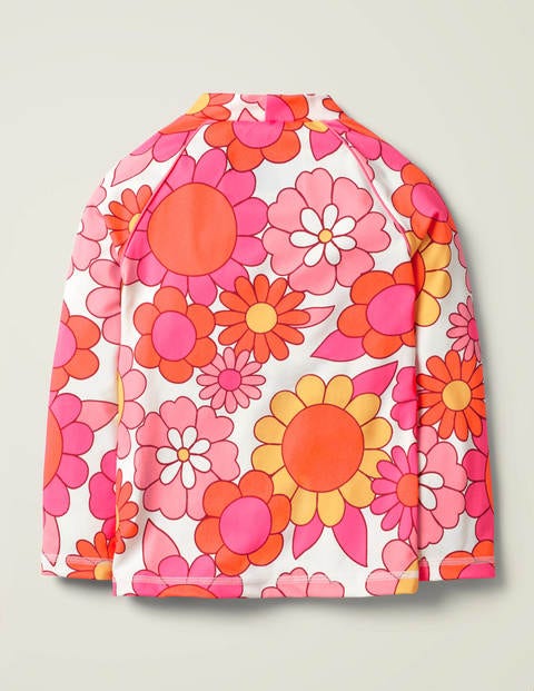 Long-Sleeved Rash Guard - Bright Camelia Sixties Floral Long-Sleeved Rash Guard - Bright Camelia Sixties Floral