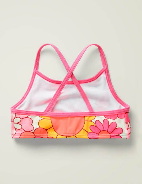 Patterned Bikini Top - Bright Camelia Sixties Floral Patterned Bikini Top - Bright Camelia Sixties Floral