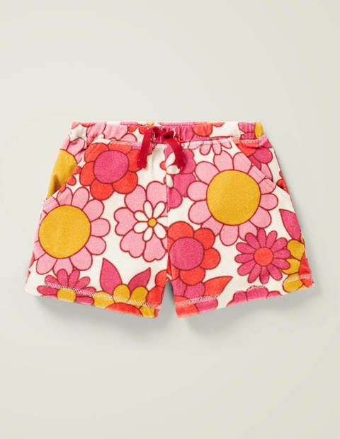 Short en éponge - Motif floral années soixante rose camélia Short en éponge - Motif floral années soixante rose camélia