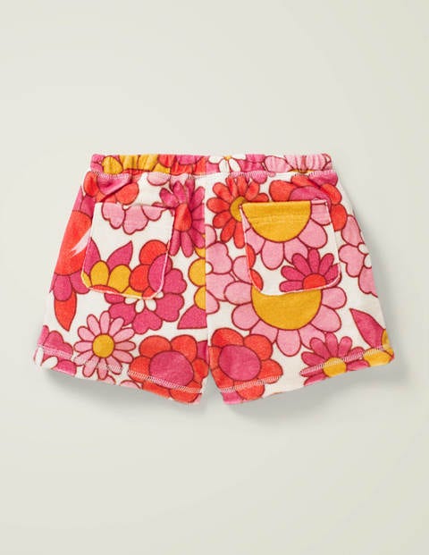 Short en éponge - Motif floral années soixante rose camélia Short en éponge - Motif floral années soixante rose camélia