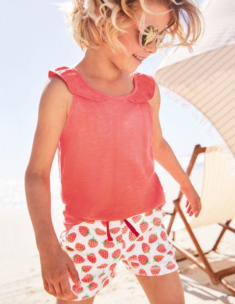 Frottee-Shorts - Mohnblumenrot/Rosa, Erdbeeren Frottee-Shorts - Mohnblumenrot/Rosa, Erdbeeren
