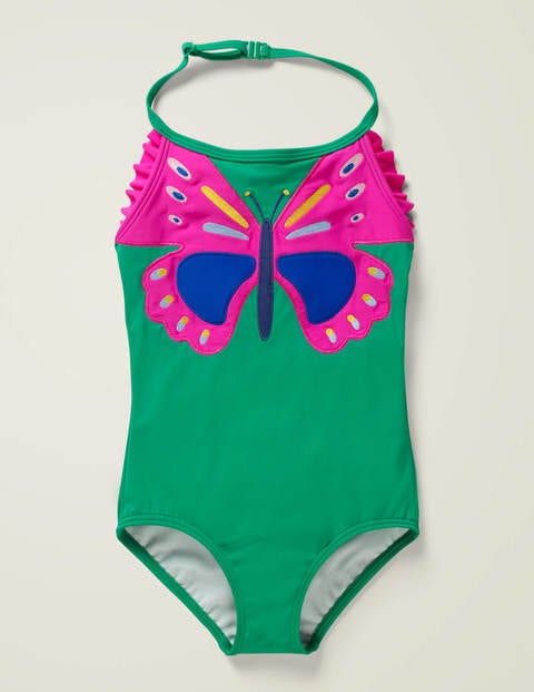Appliqué Swimsuit - Forest Green Butterfly Appliqué Swimsuit - Forest Green Butterfly