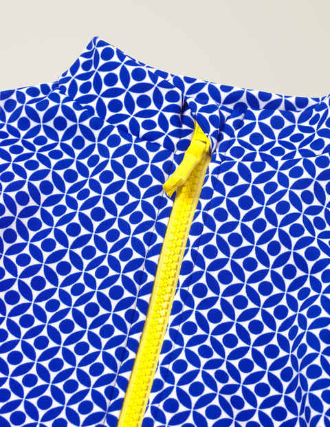 Long-sleeved Swimsuit - Bright Blue Diamond Geo Long-sleeved Swimsuit - Bright Blue Diamond Geo