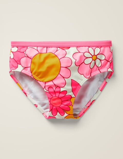 Patterned Bikini Bottoms - Bright Camelia Sixties Floral Patterned Bikini Bottoms - Bright Camelia Sixties Floral