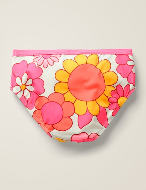 Patterned Bikini Bottoms - Bright Camelia Sixties Floral Patterned Bikini Bottoms - Bright Camelia Sixties Floral