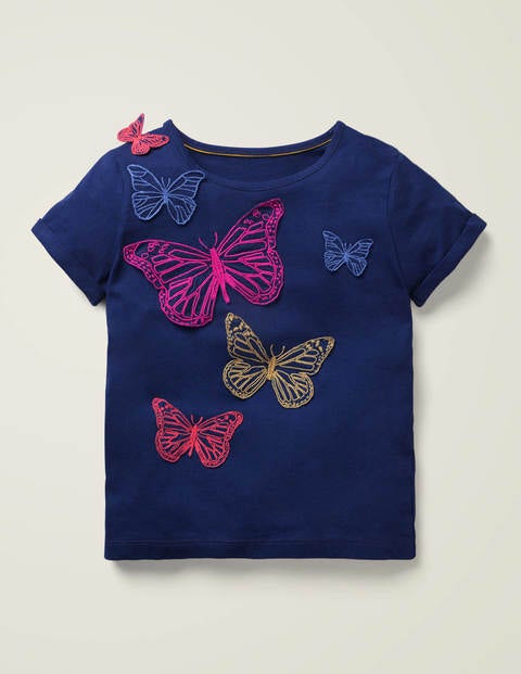 Butterfly Appliqué T-Shirt - Indigo Navy Butterflies Butterfly Appliqué T-Shirt - Indigo Navy Butterflies