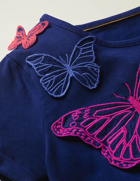 Butterfly Appliqué T-Shirt - Indigo Navy Butterflies Butterfly Appliqué T-Shirt - Indigo Navy Butterflies