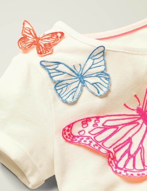 Butterfly Appliqué T-shirt - White Butterflies Butterfly Appliqué T-shirt - White Butterflies