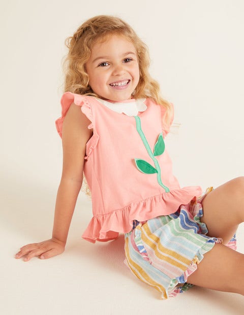Flatter-T-Shirt - Delfinrosa, Blume Flatter-T-Shirt - Delfinrosa, Blume